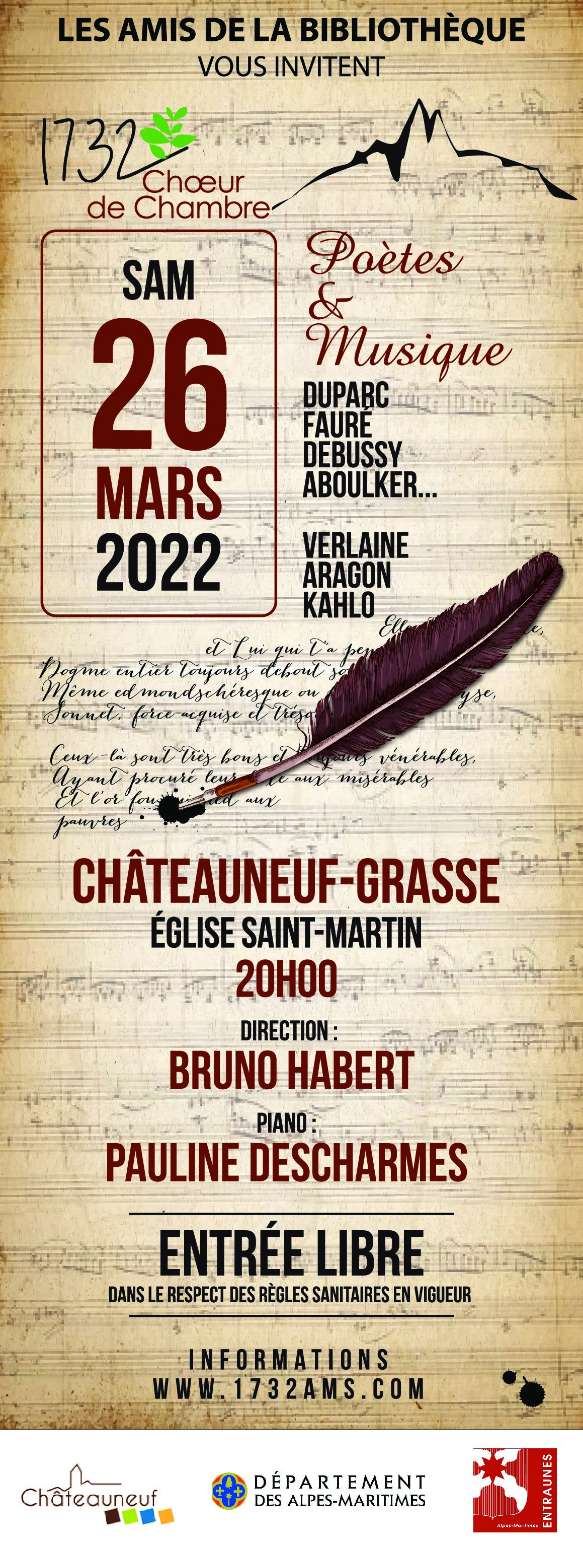 Concert Poètes et Musique Chateauneuf-Grasse
